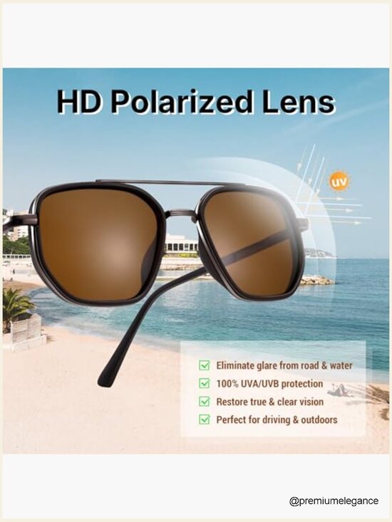 Polarized Aviator Sunglasses Square Metal Frame UV400 Driving Shades main image 5